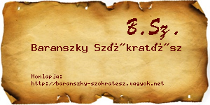 Baranszky Szókratész névjegykártya